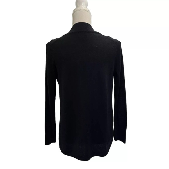 Talbots Pure Italian Merino Black Open Front Cardigan Petites Small Long Sleeve - Picture 3 of 8